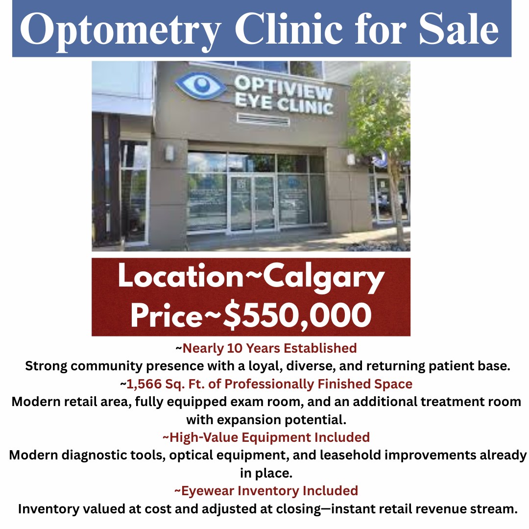 TURNKEY OPTOMETRY & OPTICAL PRACTICE FOR SALE